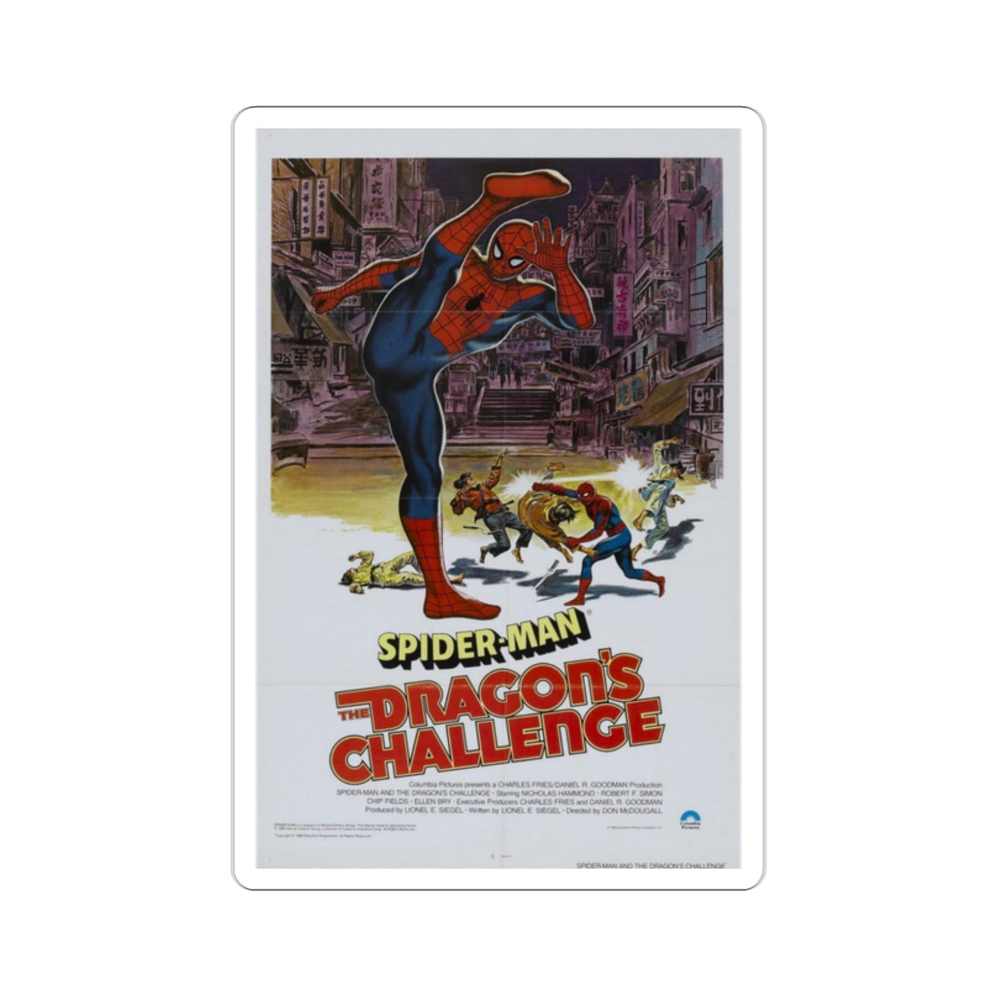 Spider Man The Dragon's Challenge 1979 Movie Poster STICKER Vinyl Die-Cut Decal-2 Inch-The Sticker Space