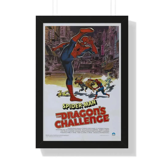 SPIDERMAN THE DRAGON'S CHALLENGE 1979 - Framed Movie Poster 16″ x 24″ Black - The Sticker Space