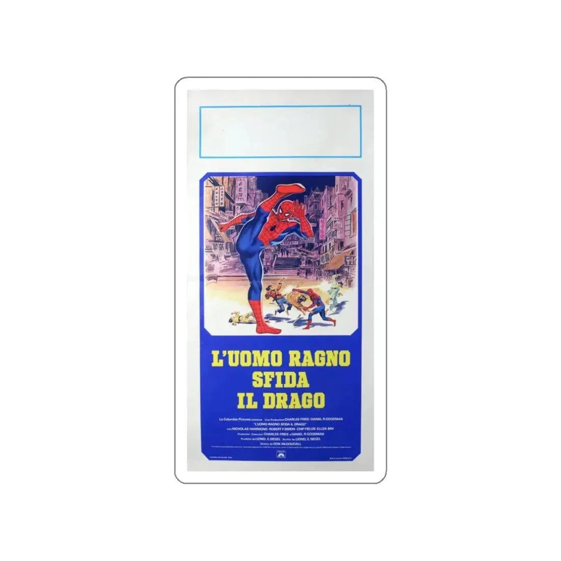 SPIDERMAN THE DRAGON'S CHALLENGE (ITALIAN) 1979 Movie Poster STICKER Vinyl Die-Cut Decal 3 Inch - The Sticker Space