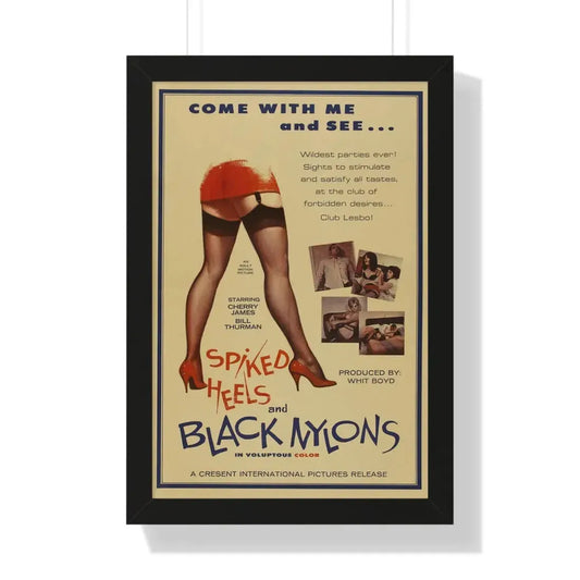 SPIKED HEELS AND BLACK NYLONS 1967 - Framed Movie Poster 16″ x 24″ Black - The Sticker Space