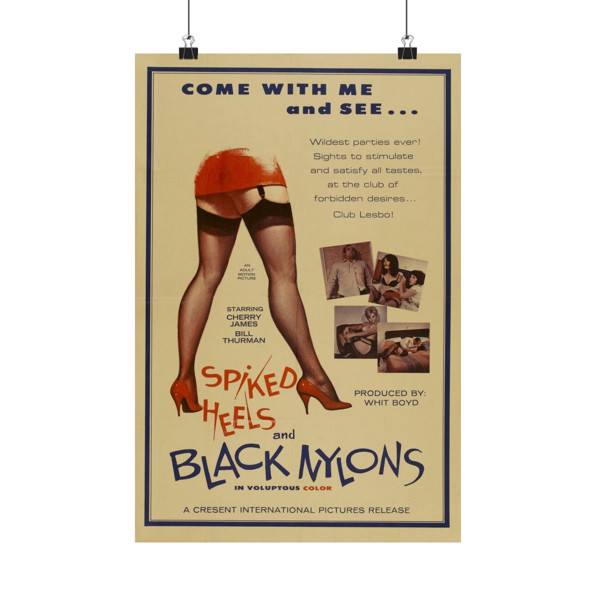 SPIKED HEELS AND BLACK NYLONS 1967 - Paper Movie Poster-12″ x 18″-The Sticker Space