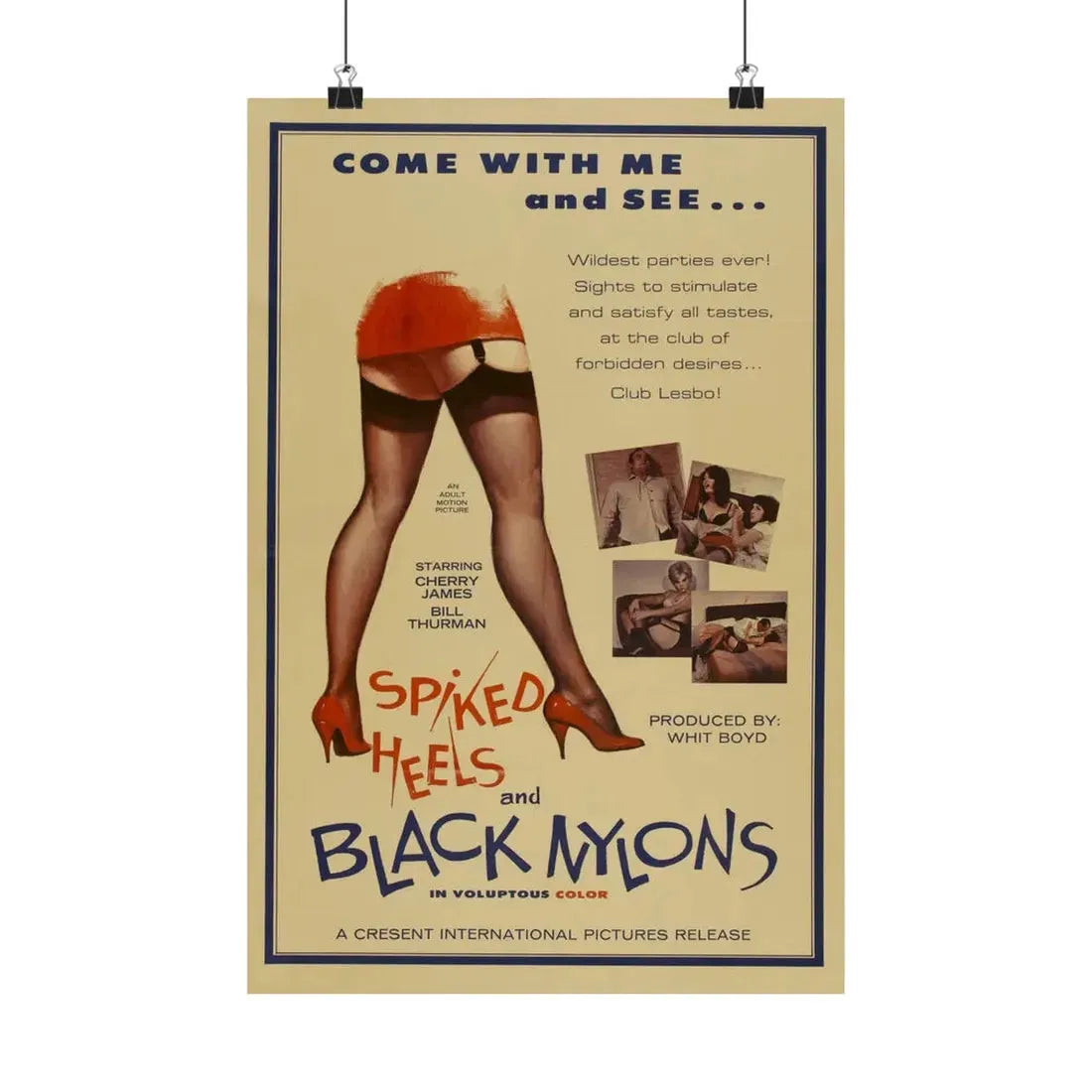 SPIKED HEELS AND BLACK NYLONS 1967 - Paper Movie Poster 12″ x 18″ Matte - The Sticker Space