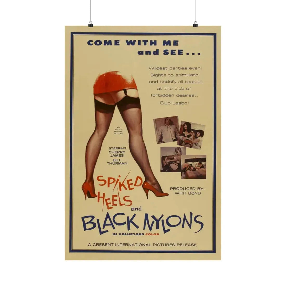 SPIKED HEELS AND BLACK NYLONS 1967 - Paper Movie Poster 24″ x 36″ Matte - The Sticker Space