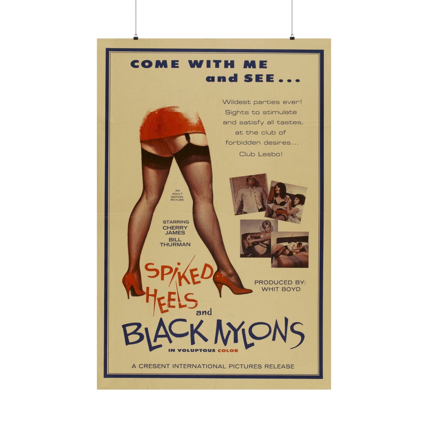 SPIKED HEELS AND BLACK NYLONS 1967 - Paper Movie Poster-36" x 54"-The Sticker Space