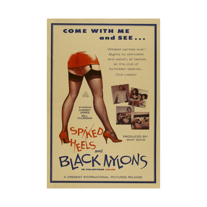 SPIKED HEELS AND BLACK NYLONS 1967 - Paper Movie Poster-The Sticker Space