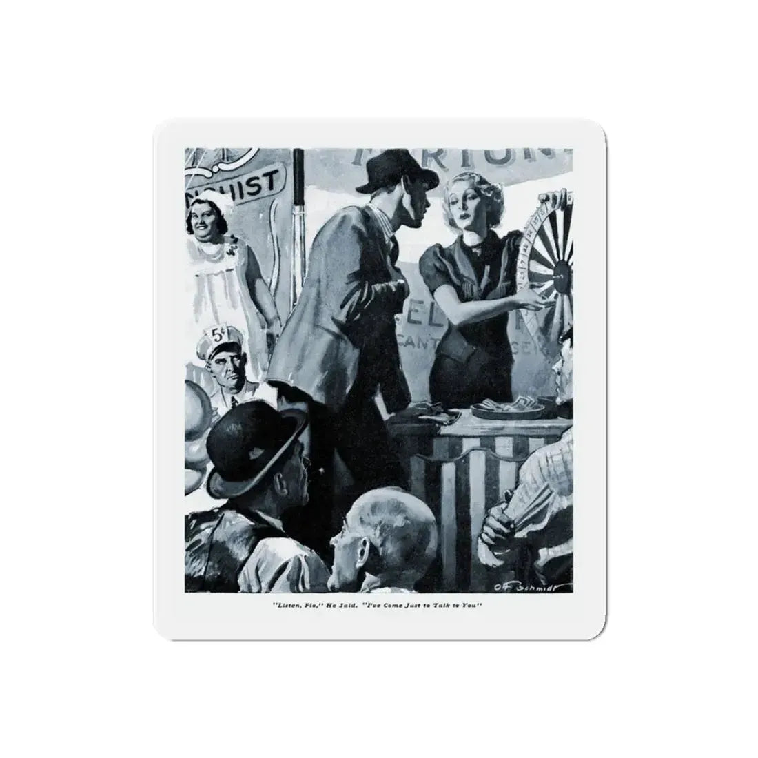 Spin the Wheel of Love, 1937 (Magazine Illustration) Refrigerator Magnet 4 Inch Die-Cut - The Sticker Space