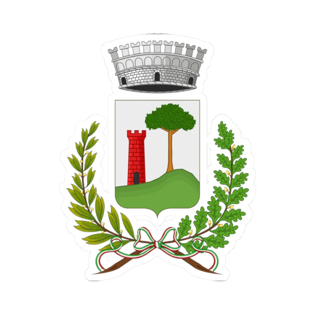 Spinazzola-Stemma (Italy) (Coat of Arms) STICKER Vinyl Kiss-Cut Decal 2 Inch White - The Sticker Space