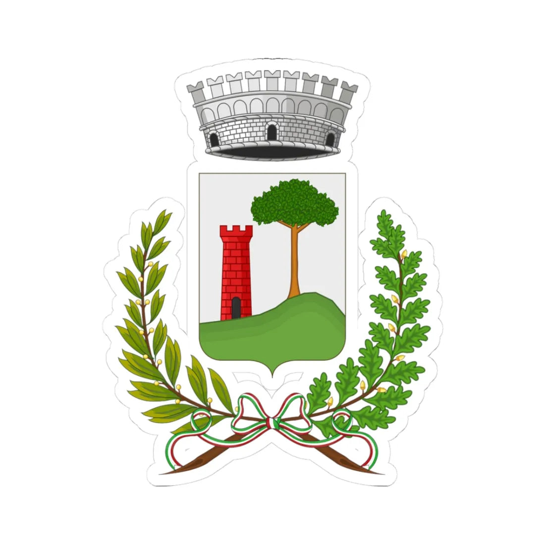 Spinazzola-Stemma (Italy) (Coat of Arms) STICKER Vinyl Kiss-Cut Decal 3 Inch White - The Sticker Space