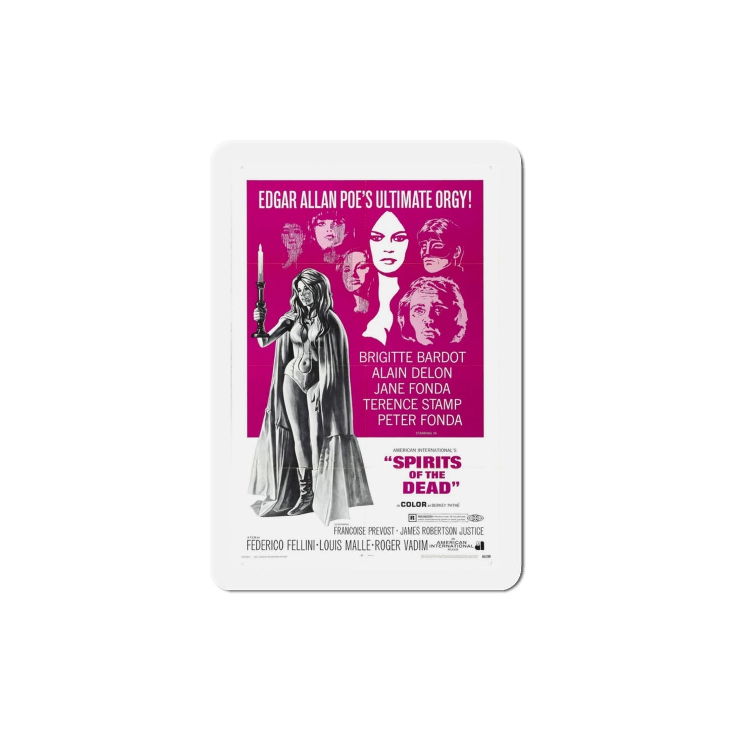 Spirits of the Dead 1969 Movie Poster Die-Cut Magnet-3 Inch-The Sticker Space