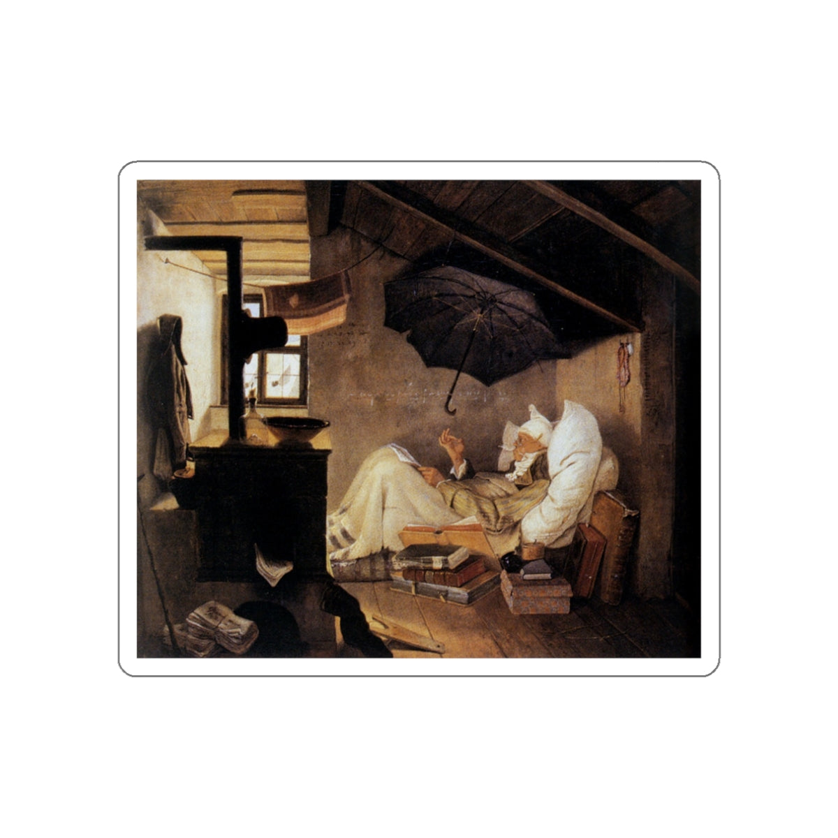 SPITZWEG, Carl - The Poor Poet (Artwork) STICKER Vinyl Die-Cut Decal-White-The Sticker Space