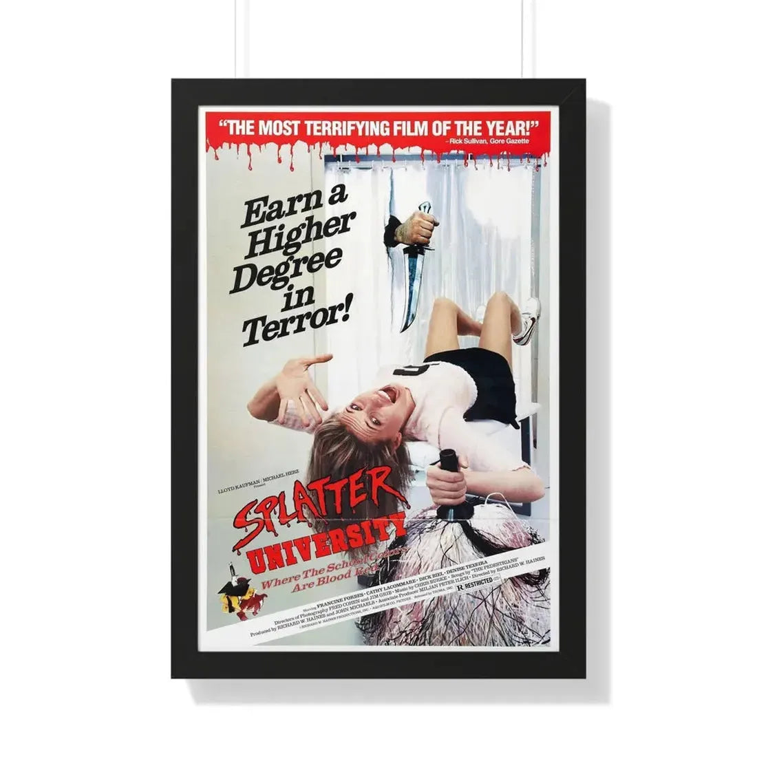 SPLATTER UNIVERSITY 1984 - Framed Movie Poster 20" x 30" Black - The Sticker Space