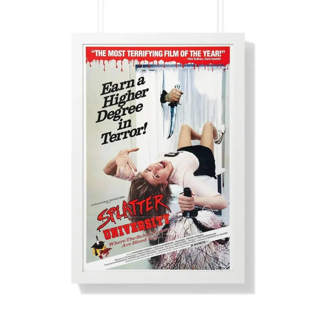 SPLATTER UNIVERSITY 1984 - Framed Movie Poster 20" x 30" White - The Sticker Space