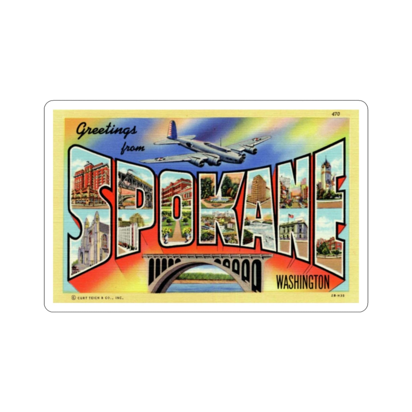 Spokane Washington (Greeting Cards) STICKER Vinyl Die-Cut Decal-2 Inch-The Sticker Space