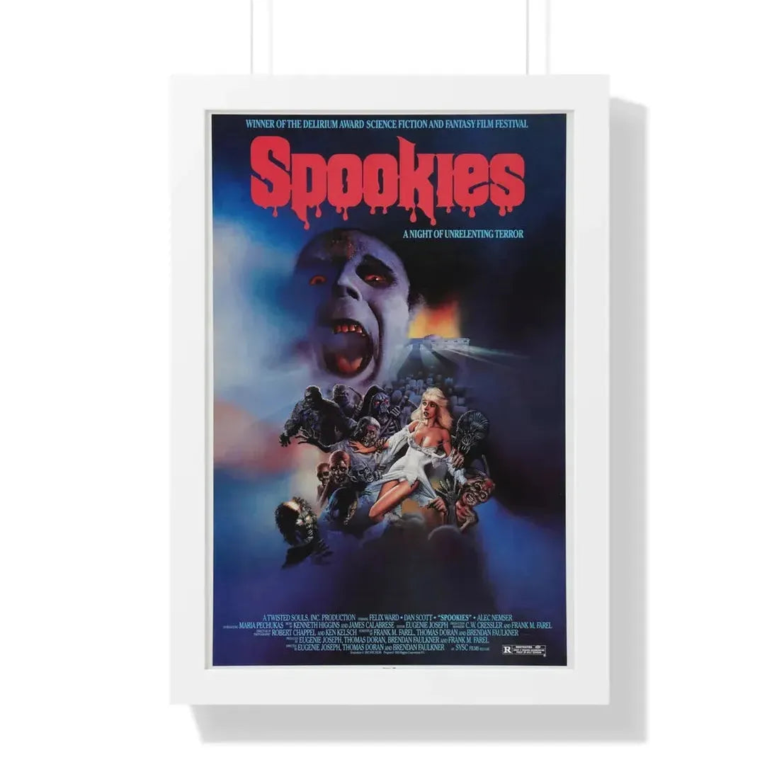 SPOOKIES 1986 - Framed Movie Poster 16″ x 24″ White - The Sticker Space