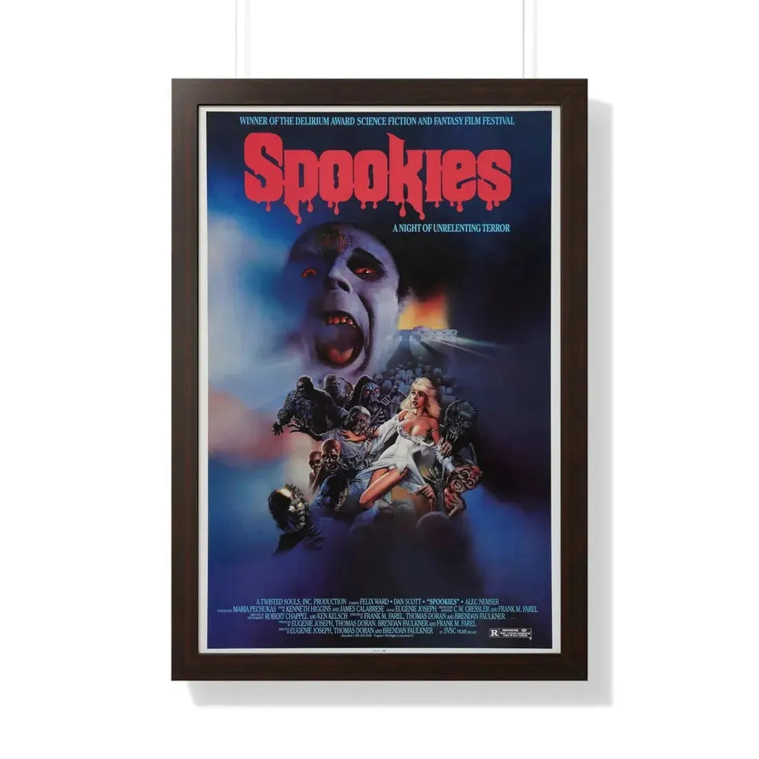 SPOOKIES 1986 - Framed Movie Poster 20" x 30" Walnut - The Sticker Space