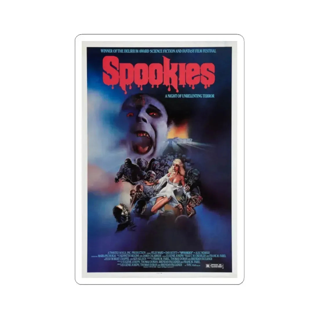 SPOOKIES 1986 Movie Poster - STICKER Vinyl Kiss-Cut Decal 2 Inch White - The Sticker Space