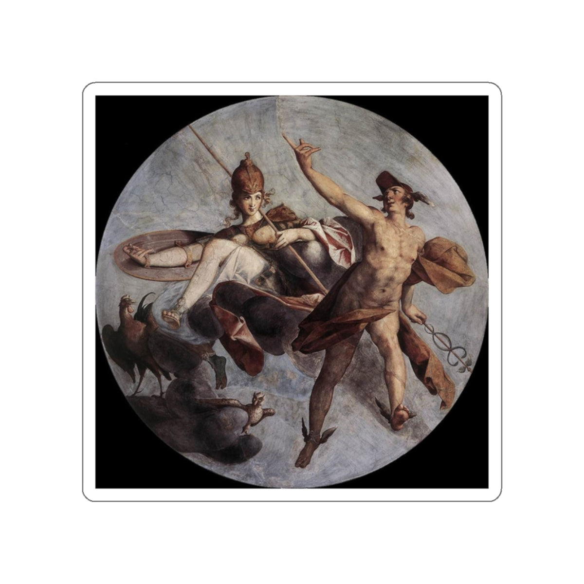 SPRANGER, Bartholomaeus - Hermes and Athena (Artwork) STICKER Vinyl Die-Cut Decal-White-The Sticker Space