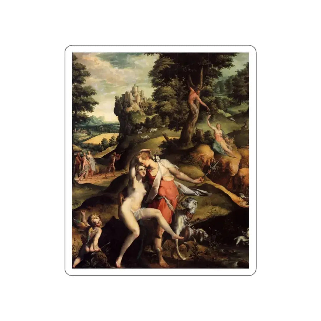 SPRANGER, Bartholomaeus - Venus and Adonis2 (Artwork) STICKER Vinyl Die-Cut Decal White Die-Cut 4 Inch - The Sticker Space