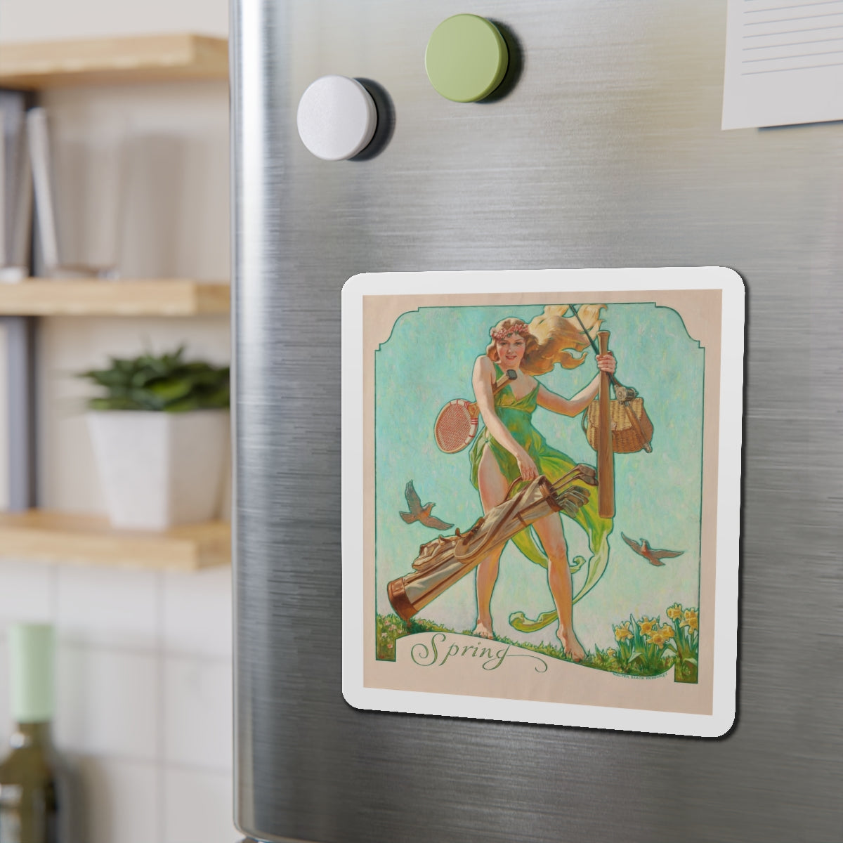 Spring (Magazine Illustration) Refrigerator Magnet-The Sticker Space