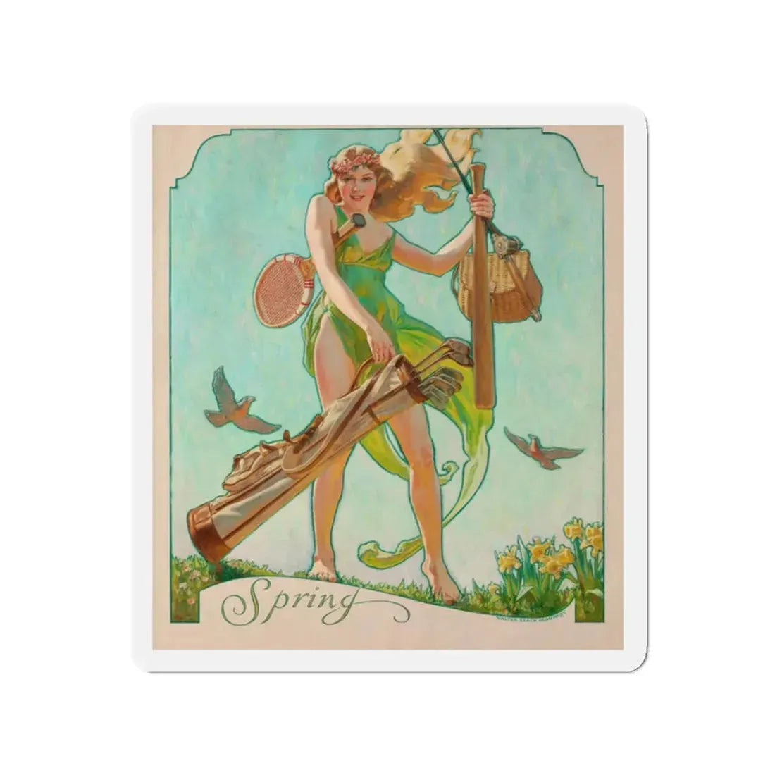 Spring (Magazine Illustration) Refrigerator Magnet 2 Inch Die-Cut - The Sticker Space