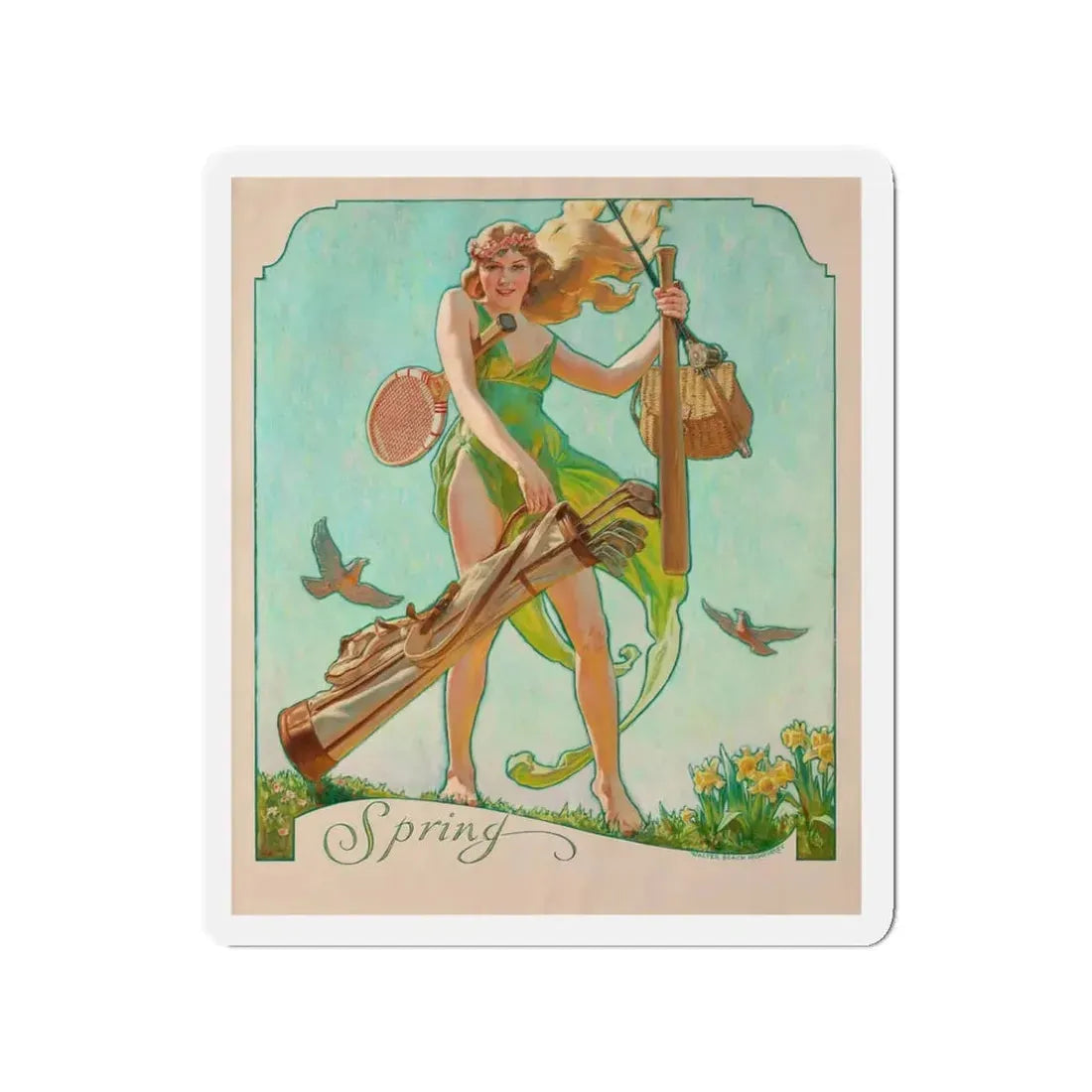 Spring (Magazine Illustration) Refrigerator Magnet 3 Inch Die-Cut - The Sticker Space