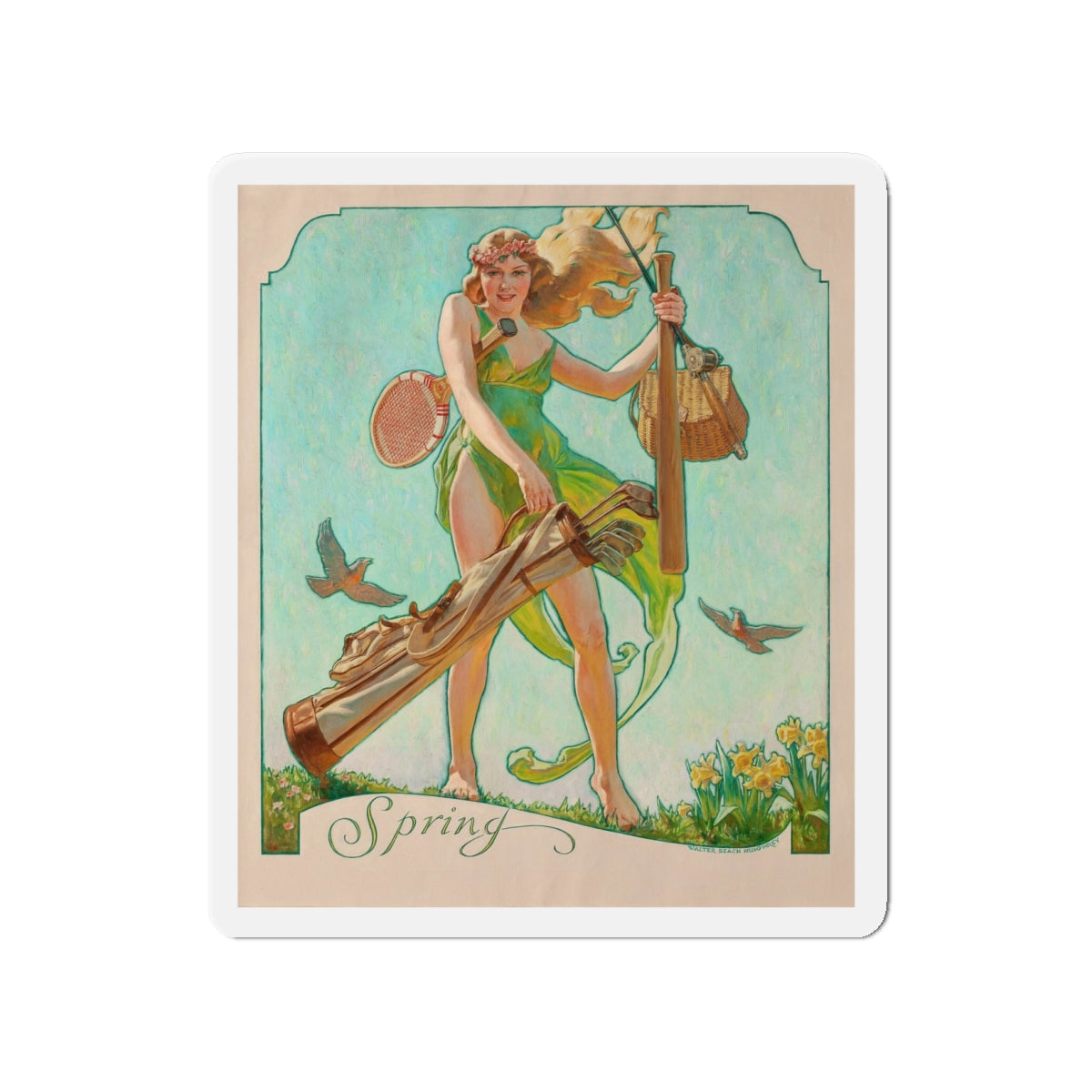 Spring (Magazine Illustration) Refrigerator Magnet-4" x 4"-The Sticker Space