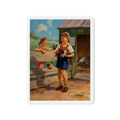 Spring's Piglets (Magazine Illustration) Refrigerator Magnet 2 Inch Die-Cut - The Sticker Space