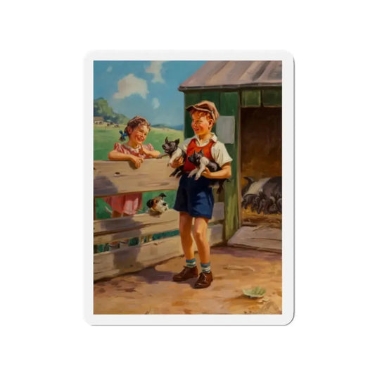 Spring's Piglets (Magazine Illustration) Refrigerator Magnet 2 Inch Die-Cut - The Sticker Space