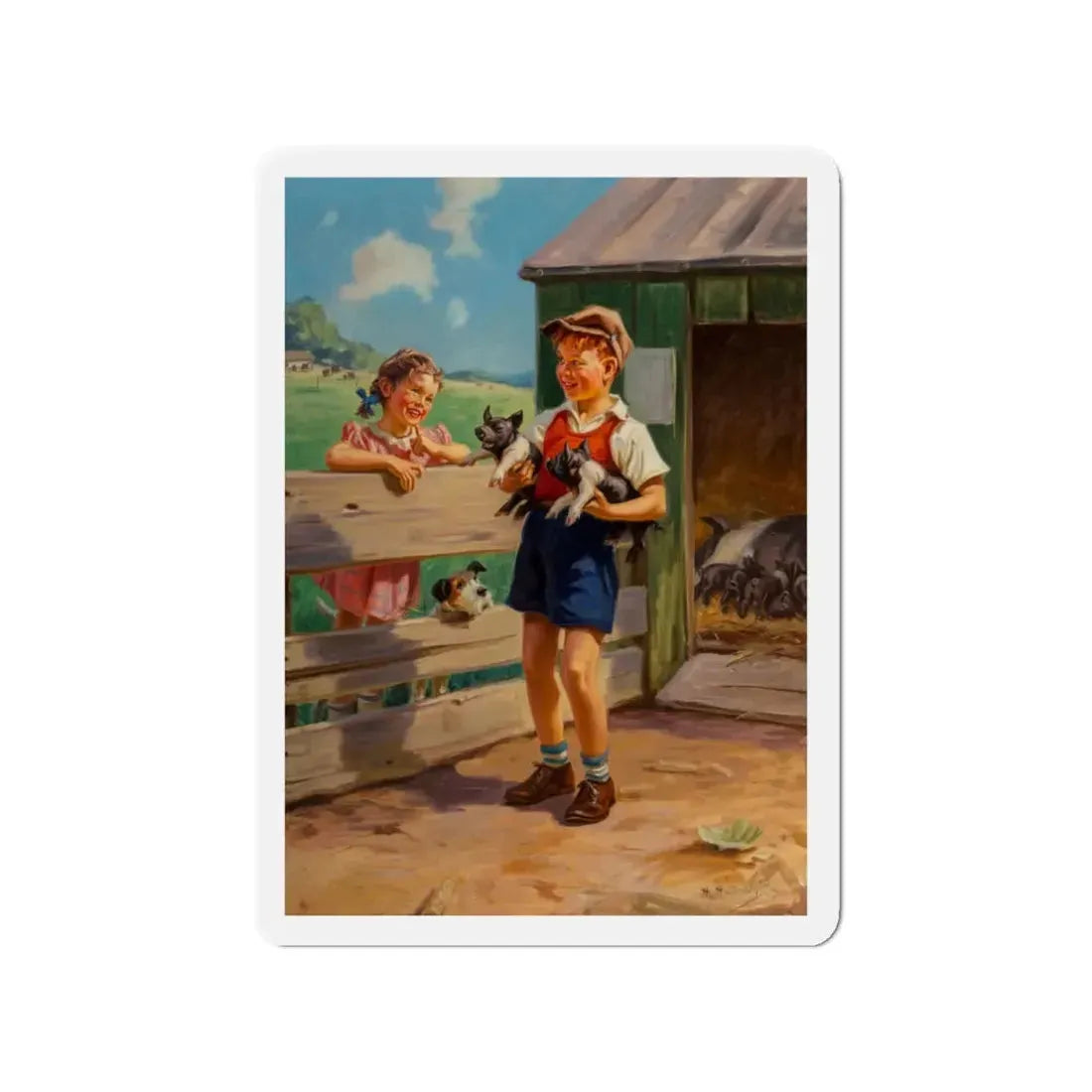 Spring's Piglets (Magazine Illustration) Refrigerator Magnet 3 Inch Die-Cut - The Sticker Space