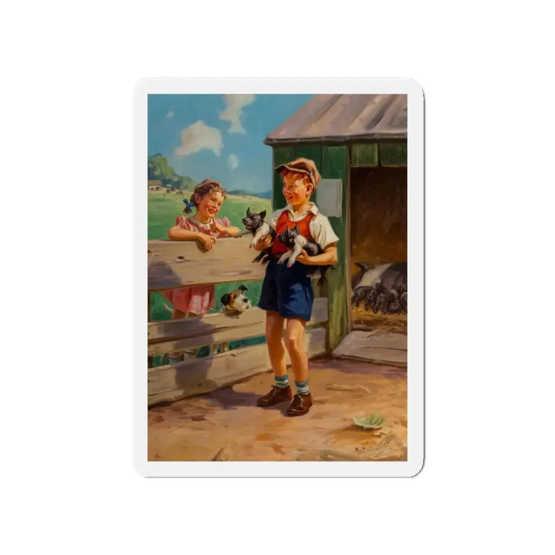 Spring's Piglets (Magazine Illustration) Refrigerator Magnet 4 Inch Die-Cut - The Sticker Space