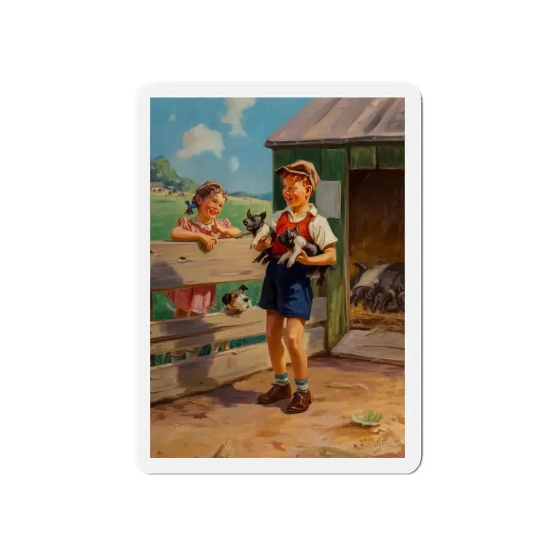 Spring's Piglets (Magazine Illustration) Refrigerator Magnet 5 Inch Die-Cut - The Sticker Space