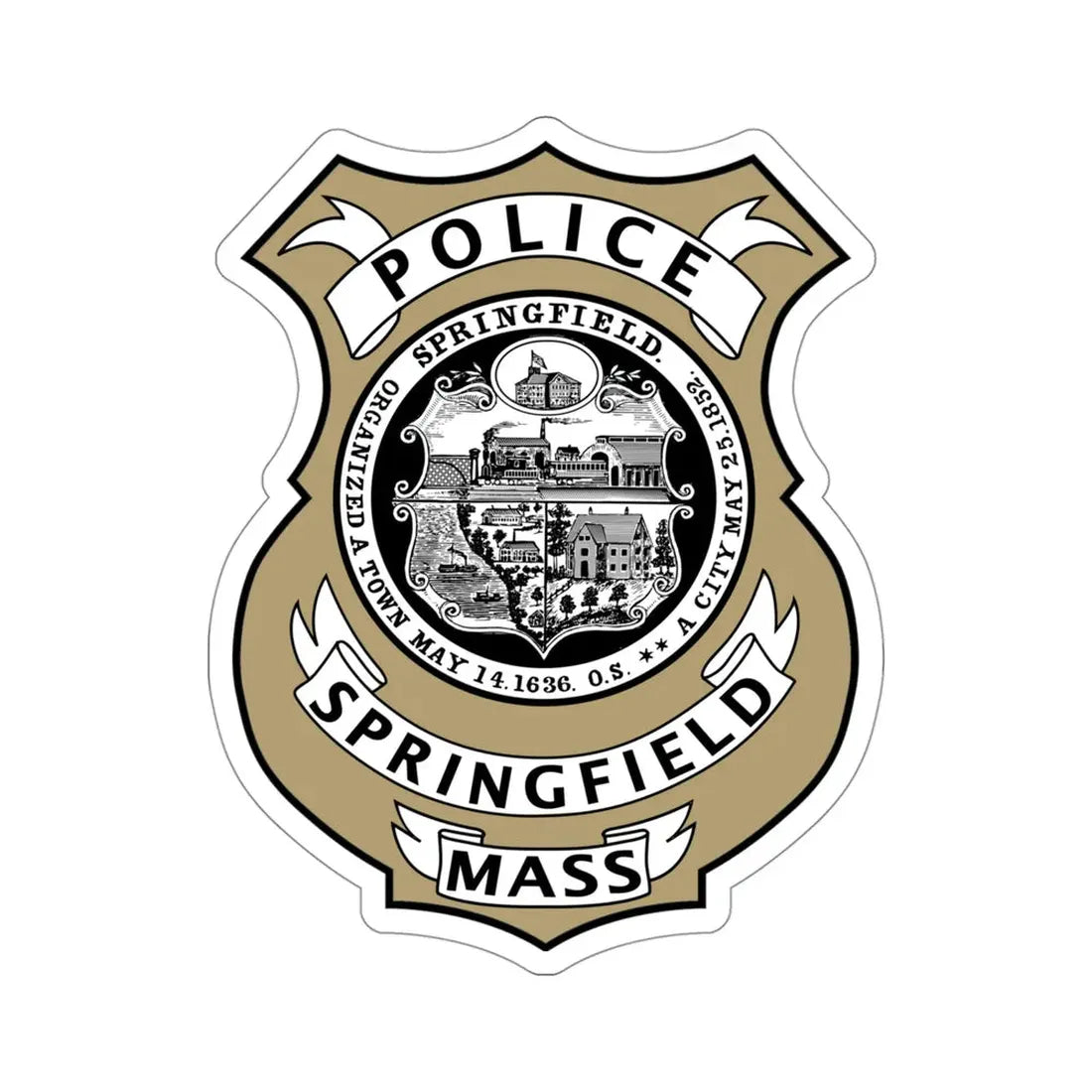 Springfield Police Department Massachusetts STICKER Vinyl Die-Cut Decal 4 Inch - The Sticker Space