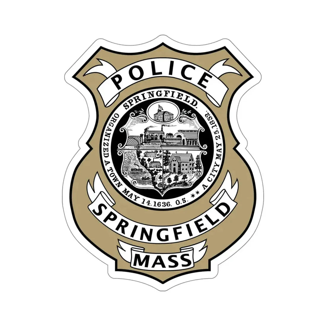 Springfield Police Department Massachusetts STICKER Vinyl Die-Cut Decal 5 Inch - The Sticker Space