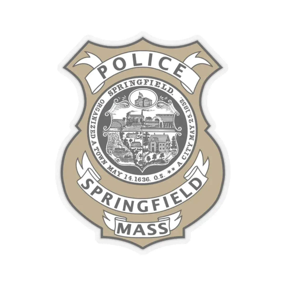 Springfield Police Department Massachusetts - STICKER Vinyl Kiss-Cut Decal 2 Inch Transparent - The Sticker Space