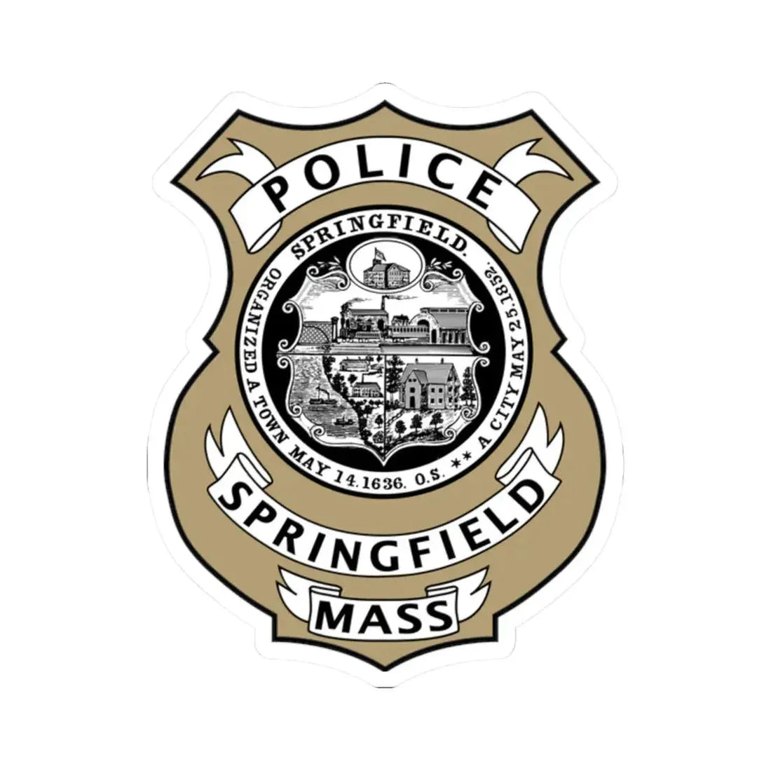 Springfield Police Department Massachusetts - STICKER Vinyl Kiss-Cut Decal 2 Inch White - The Sticker Space