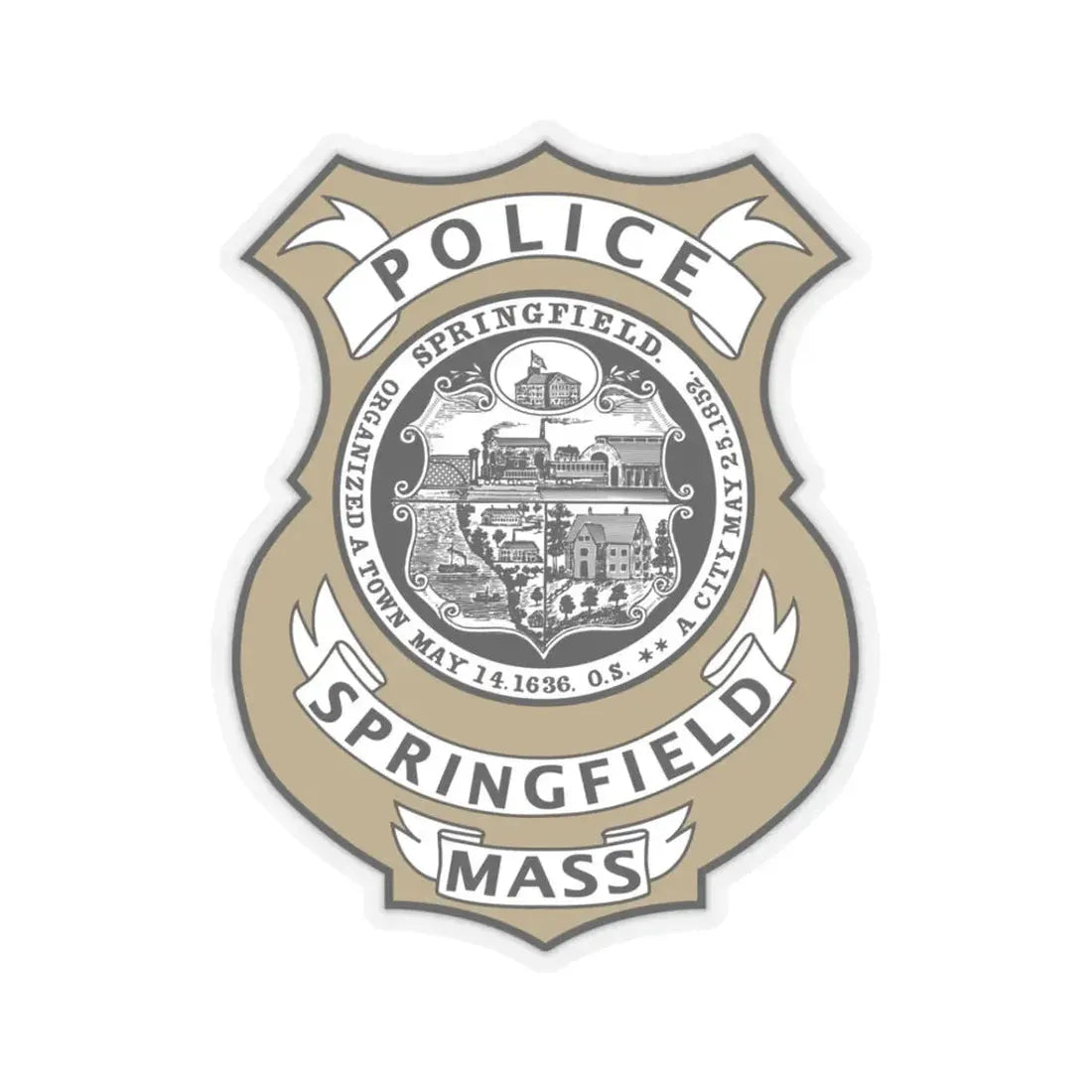 Springfield Police Department Massachusetts - STICKER Vinyl Kiss-Cut Decal 3 Inch Transparent - The Sticker Space