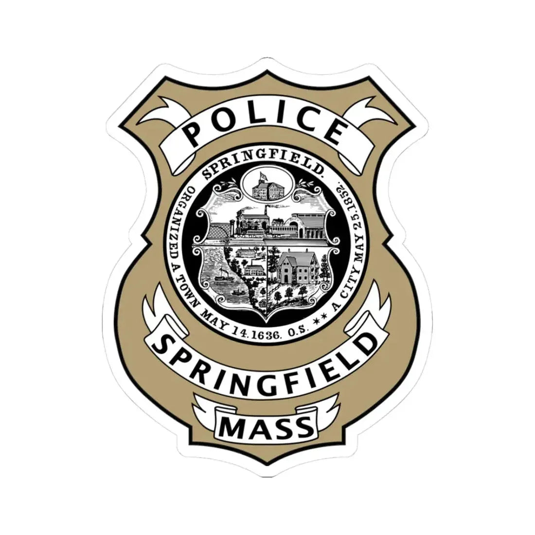 Springfield Police Department Massachusetts - STICKER Vinyl Kiss-Cut Decal 3 Inch White - The Sticker Space