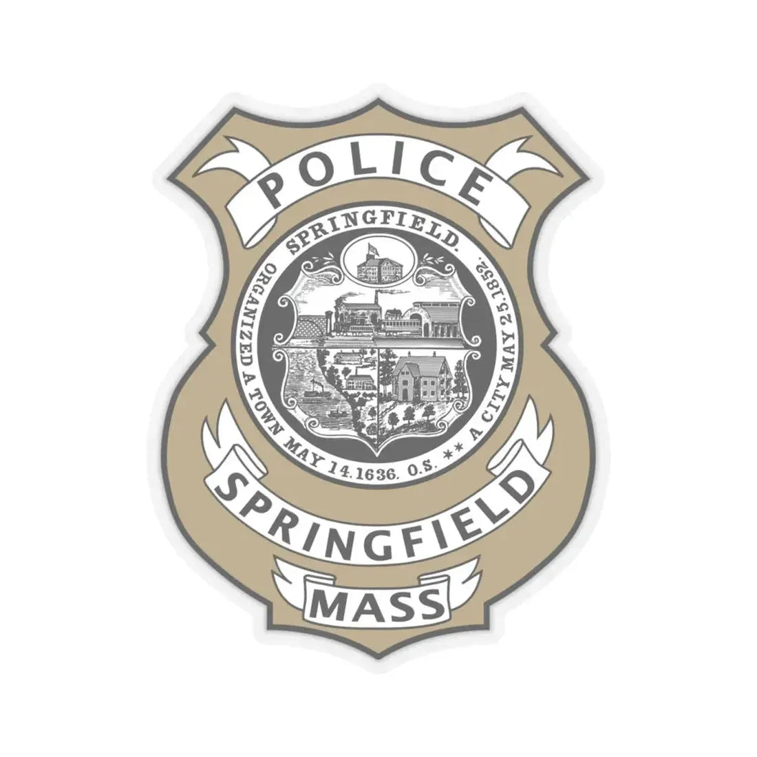 Springfield Police Department Massachusetts - STICKER Vinyl Kiss-Cut Decal 4 Inch Transparent - The Sticker Space