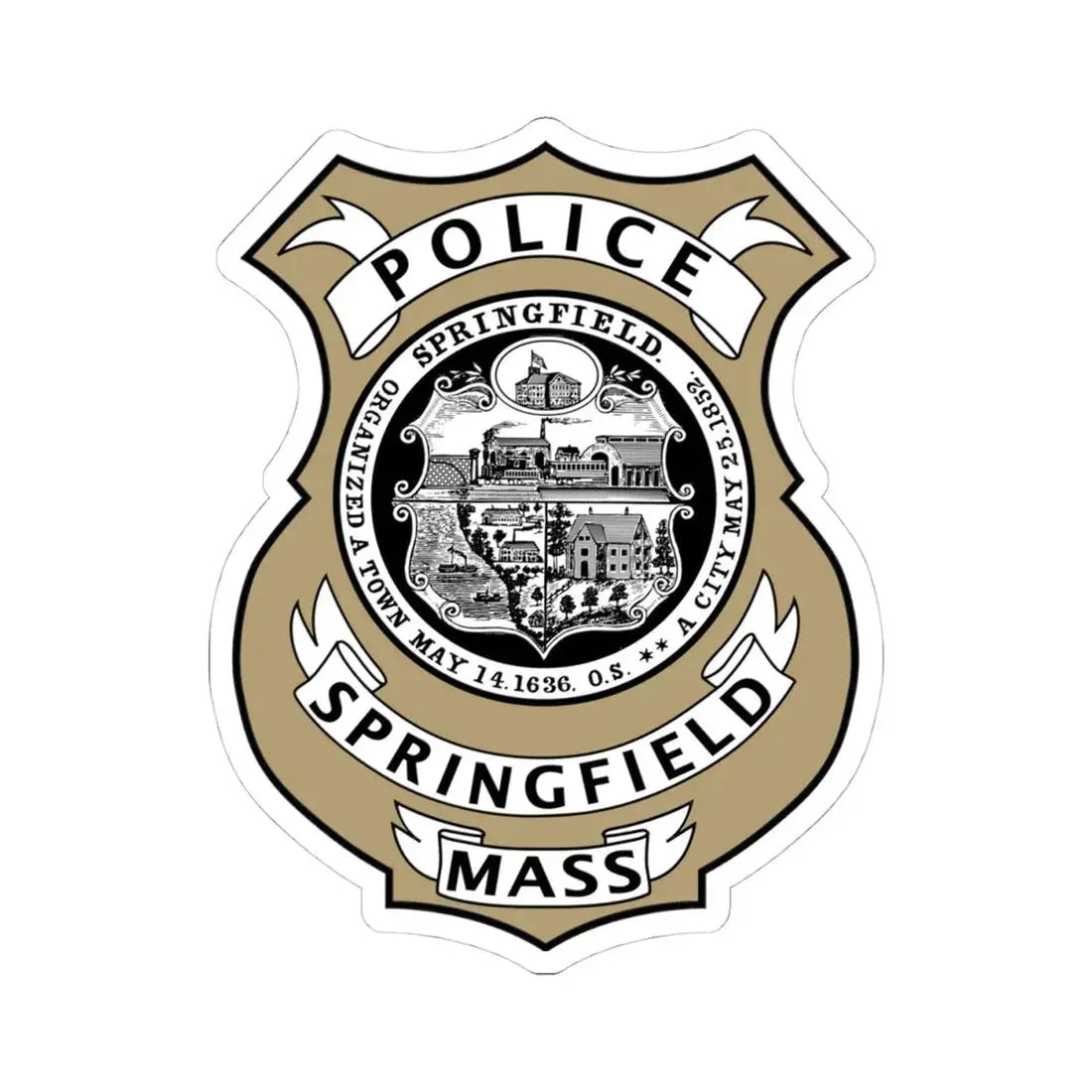Springfield Police Department Massachusetts - STICKER Vinyl Kiss-Cut Decal 4 Inch White - The Sticker Space