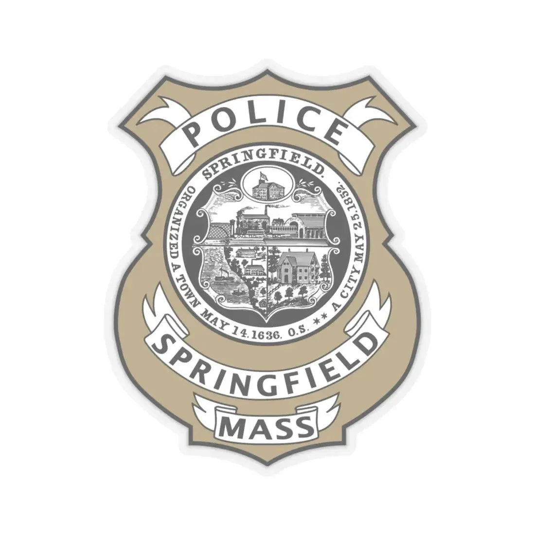 Springfield Police Department Massachusetts - STICKER Vinyl Kiss-Cut Decal 6 Inch Transparent - The Sticker Space