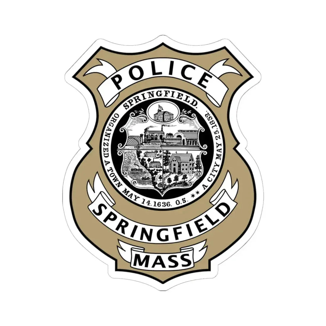 Springfield Police Department Massachusetts - STICKER Vinyl Kiss-Cut Decal 6 Inch White - The Sticker Space
