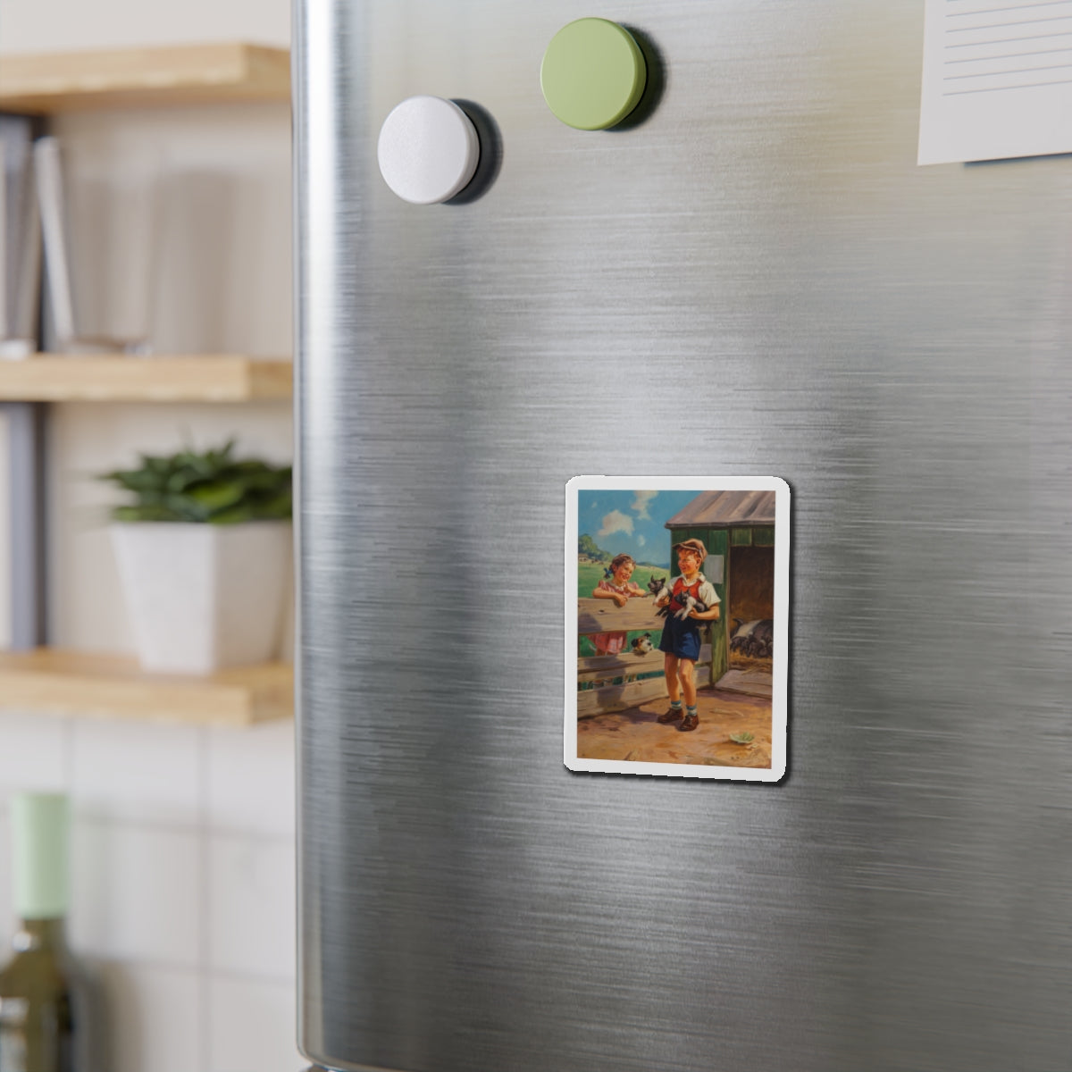 Spring's Piglets (Magazine Illustration) Refrigerator Magnet-The Sticker Space