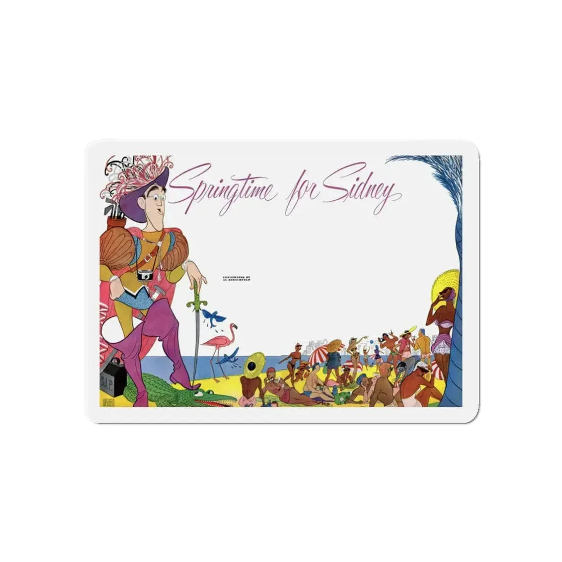 Springtime for Sidney, Redbook, February 1952 (Magazine Illustration) Refrigerator Magnet 3 Inch Die-Cut - The Sticker Space