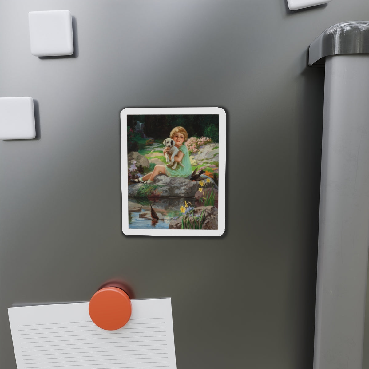 Springtime in Wonderland (Magazine Illustration) Refrigerator Magnet-The Sticker Space