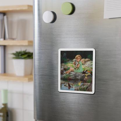 Springtime in Wonderland (Magazine Illustration) Refrigerator Magnet-The Sticker Space