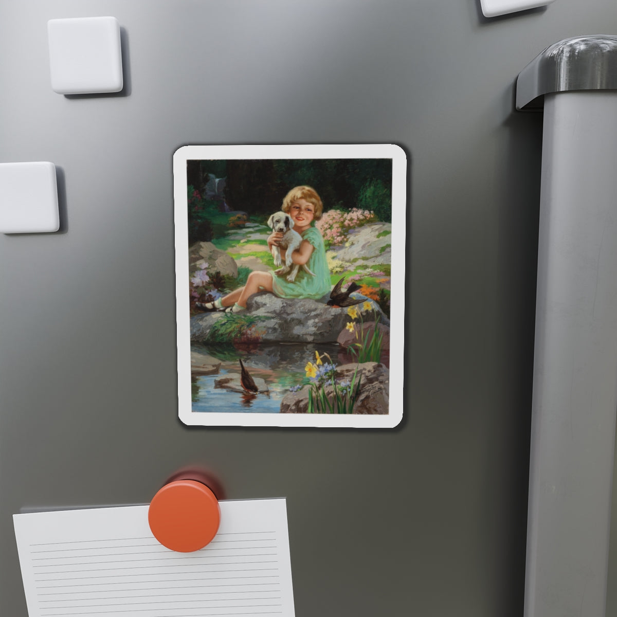 Springtime in Wonderland (Magazine Illustration) Refrigerator Magnet-The Sticker Space