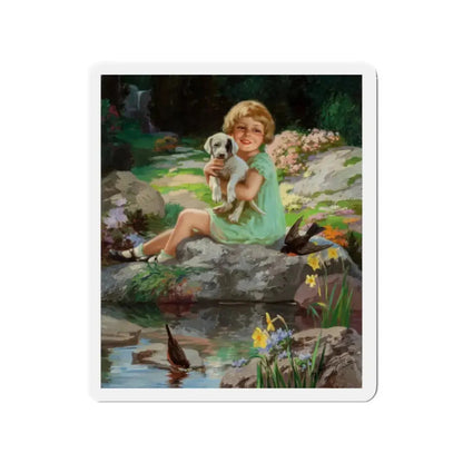 Springtime in Wonderland (Magazine Illustration) Refrigerator Magnet 2 Inch Die-Cut - The Sticker Space