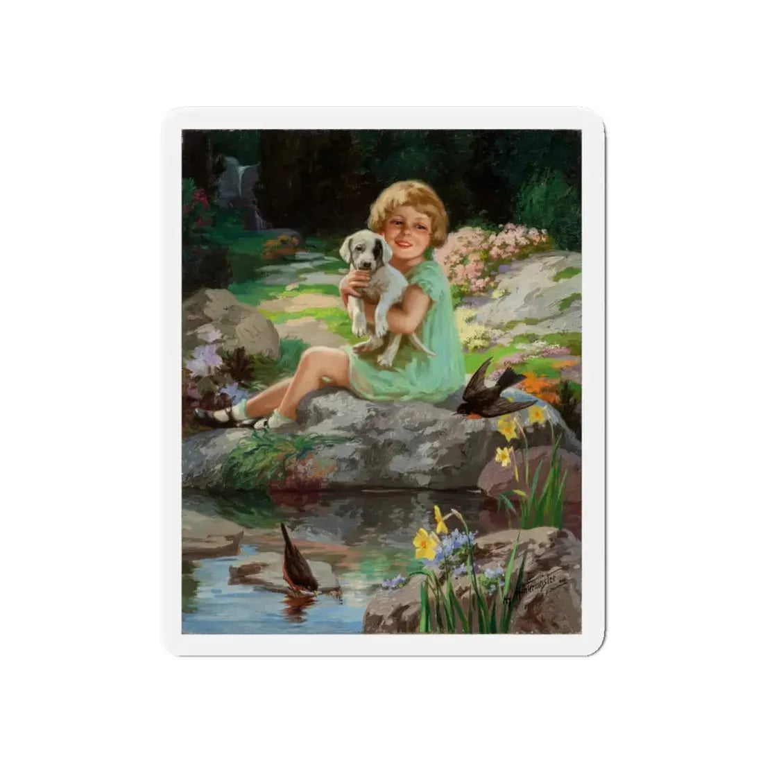 Springtime in Wonderland (Magazine Illustration) Refrigerator Magnet 4 Inch Die-Cut - The Sticker Space