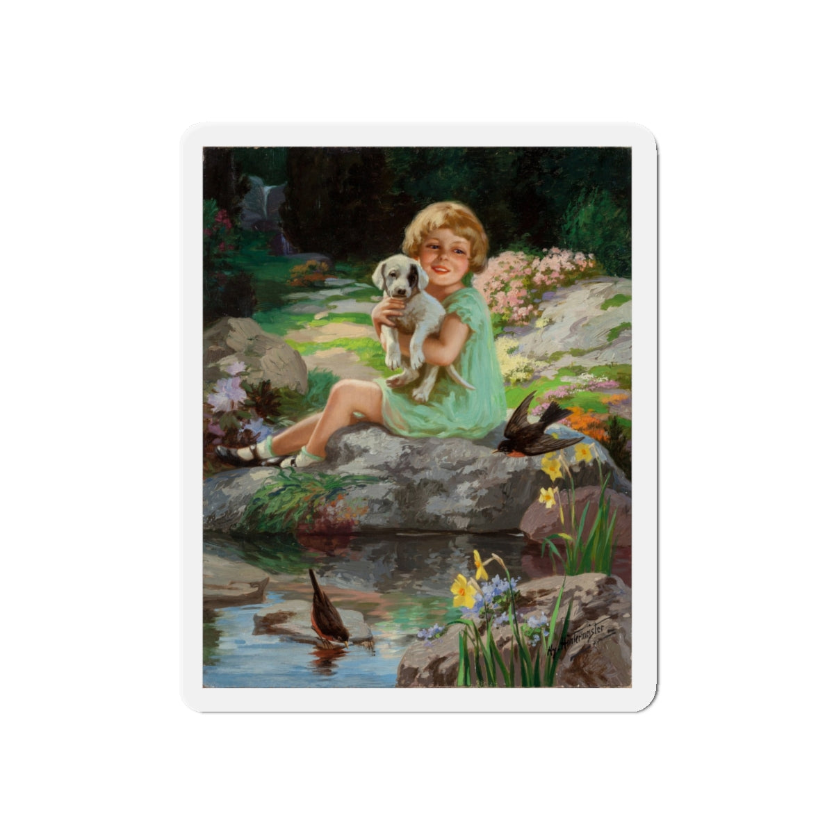 Springtime in Wonderland (Magazine Illustration) Refrigerator Magnet-5" x 5"-The Sticker Space