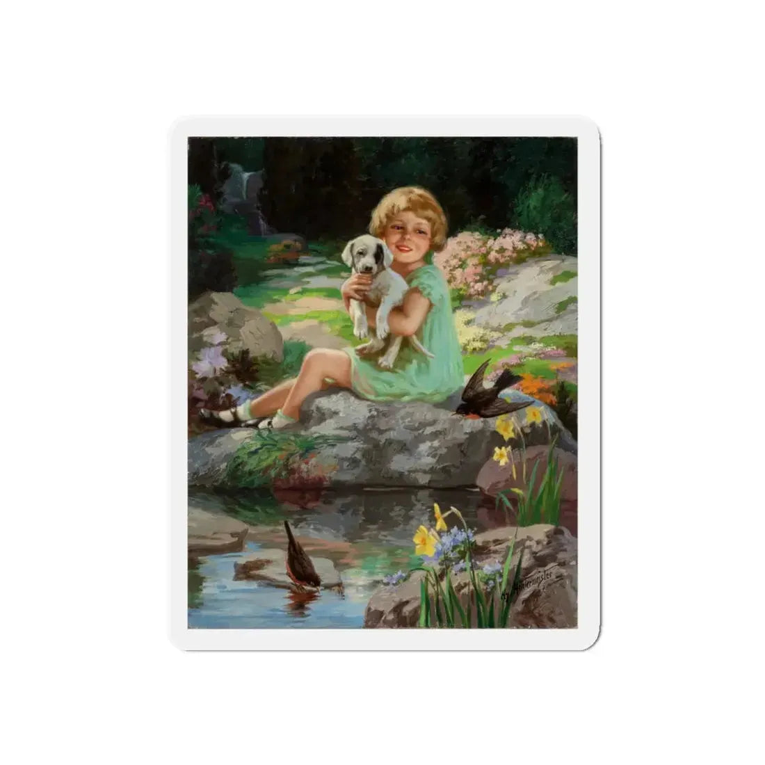 Springtime in Wonderland (Magazine Illustration) Refrigerator Magnet 6 Inch Die-Cut - The Sticker Space